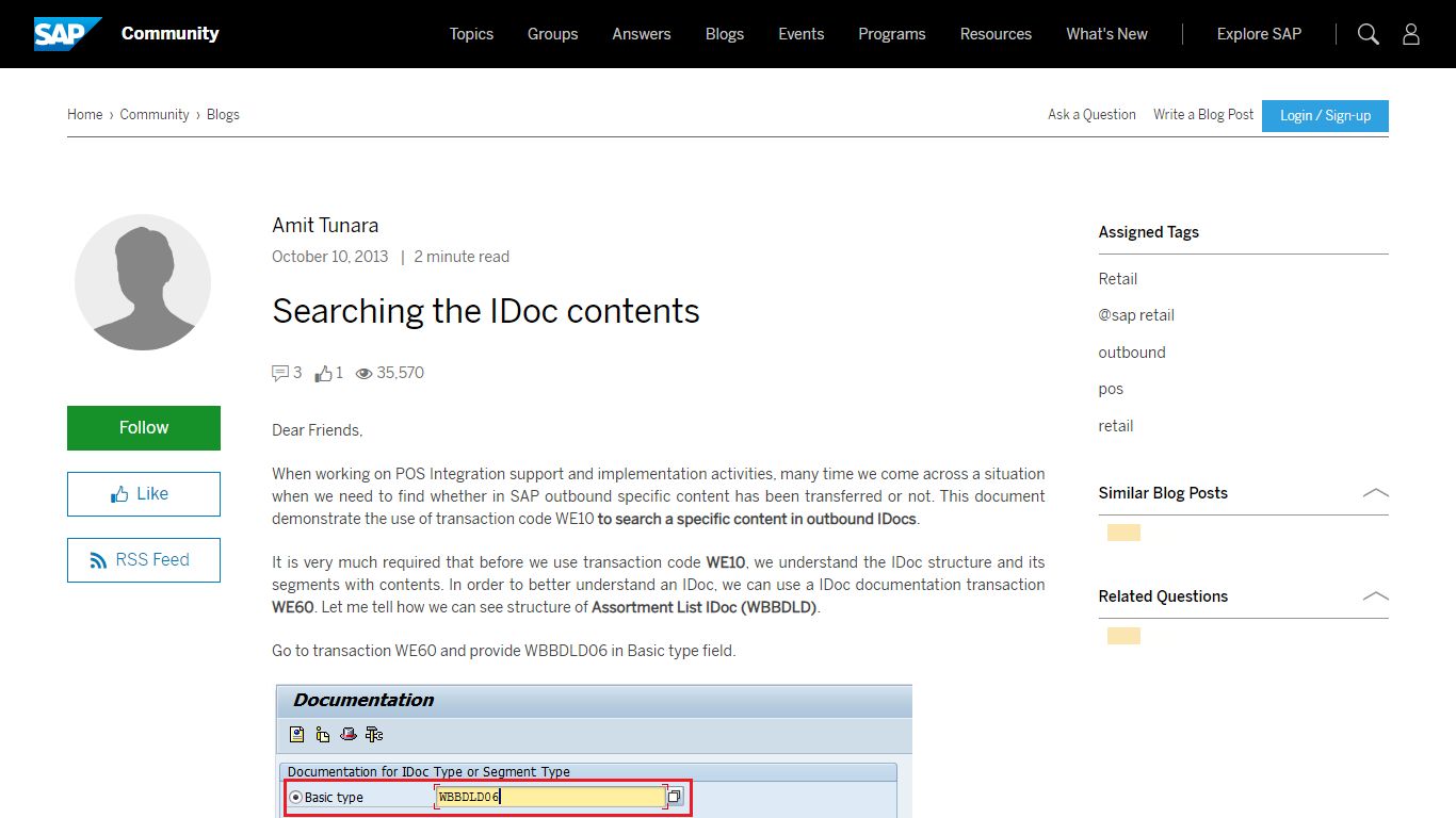 Searching the IDoc contents | SAP Blogs